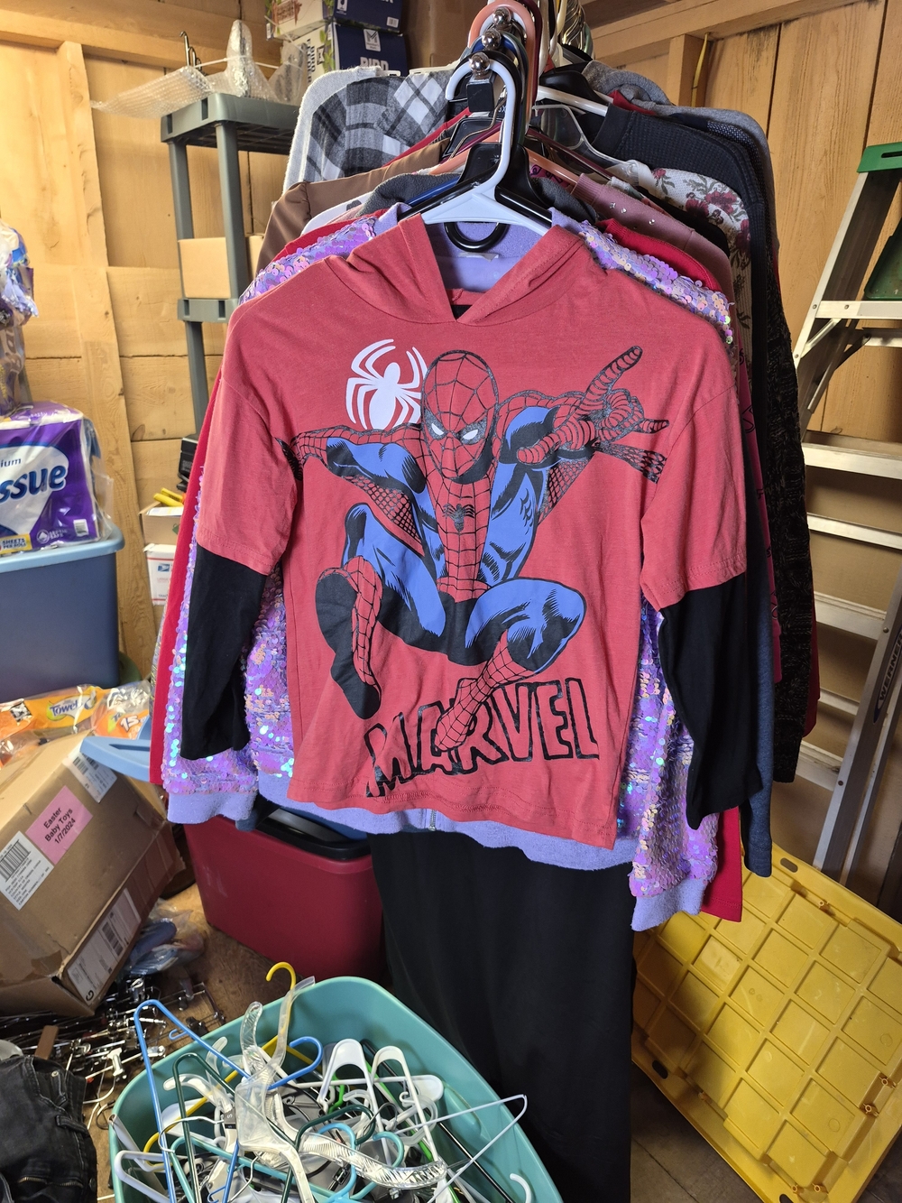 Marvel Red and Black Spider-Man Hooded Kids Top Bin 64
